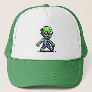 8-bit funny zombie Halloween Trucker Hat