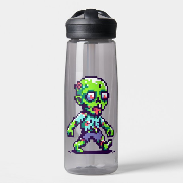 8-bit funny zombie Halloween  Water Bottle (Front)