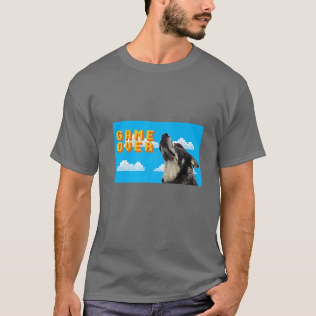 8-Bit Game Over Norwegian Elkhound T-Shirt (Front)