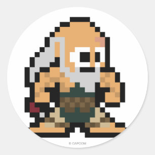 8-Bit Gouken Classic Round Sticker