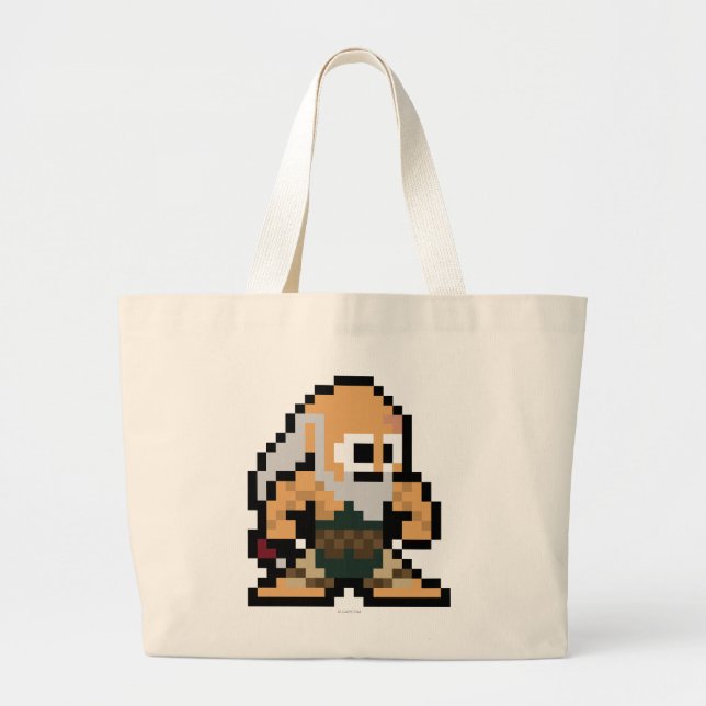 8-Bit Gouken Large Tote Bag (Front)