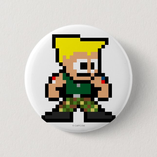 8-Bit Guile 2 Inch Round Button (Front)