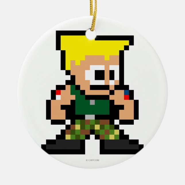 8-Bit Guile Ceramic Ornament (Front)