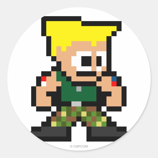 8-Bit Guile Classic Round Sticker (Front)