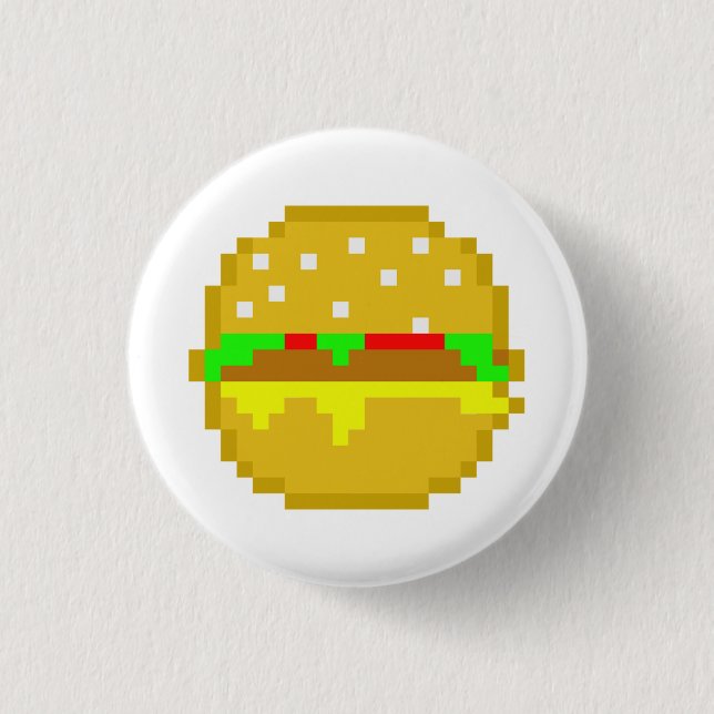 8 Bit Hamburger 1 Inch Round Button (Front)