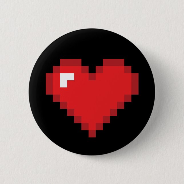 8 Bit Heart 2 Inch Round Button (Front)