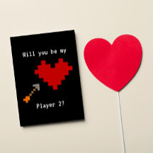 8 Bit Heart and Arrow Player Two Valentine