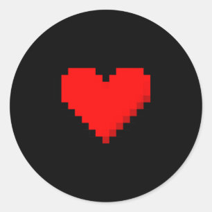 8 Bit Heart Retro Valentines Day Xel Artwork  Classic Round Sticker