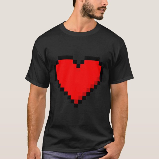 8 Bit Heart Retro Valentines Day Xel Artwork  T-Shirt (Front)