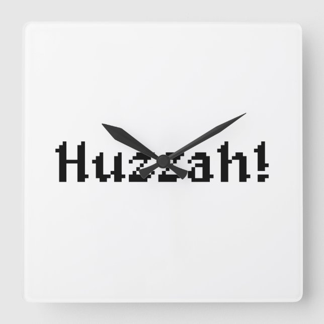 8 Bit Huzzah! Square Wall Clock (Front)