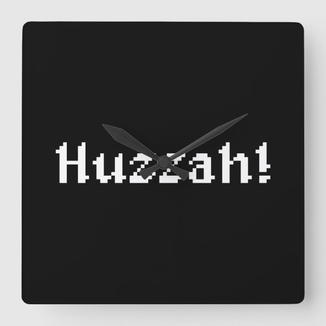 8 Bit Huzzah! Square Wall Clock (Front)