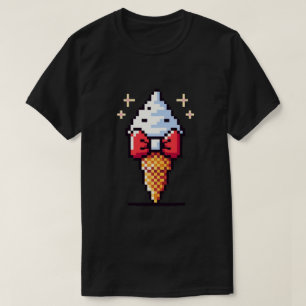8-Bit Ice Cream Elegance: Dapper Dessert Design T-Shirt