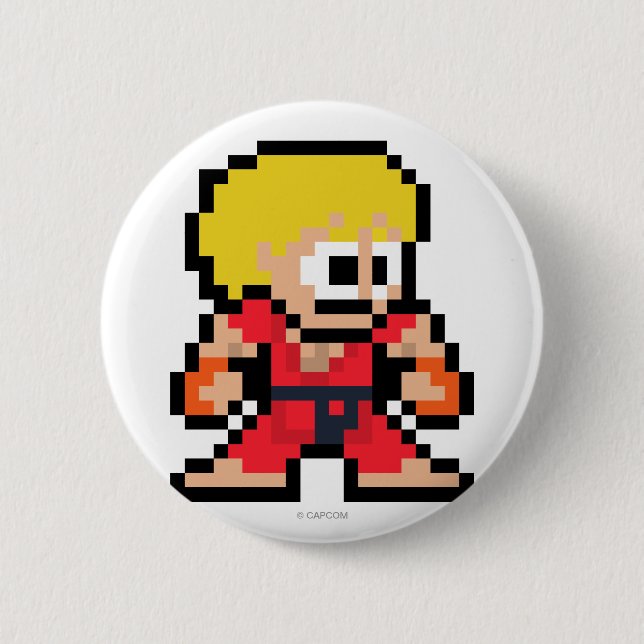 8-Bit Ken 2 Inch Round Button (Front)