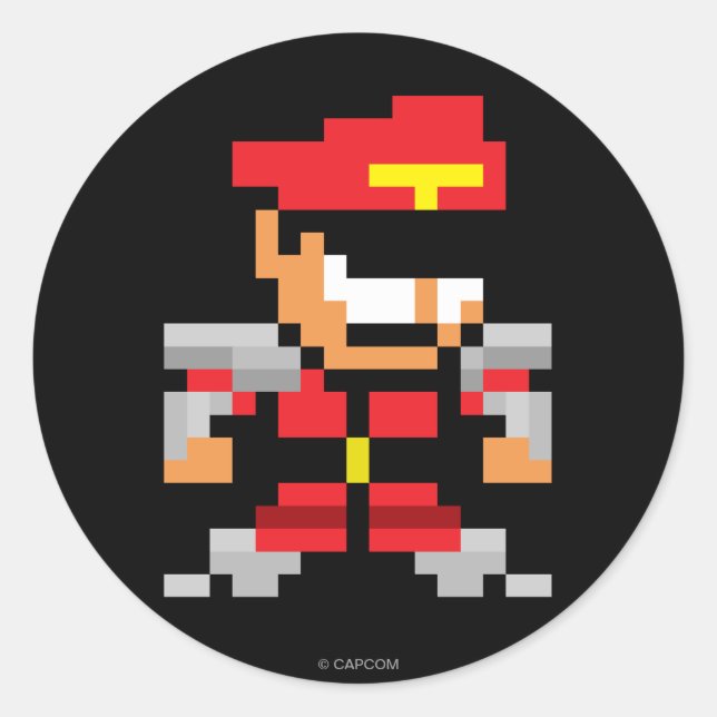 8-Bit M. Bison Classic Round Sticker (Front)
