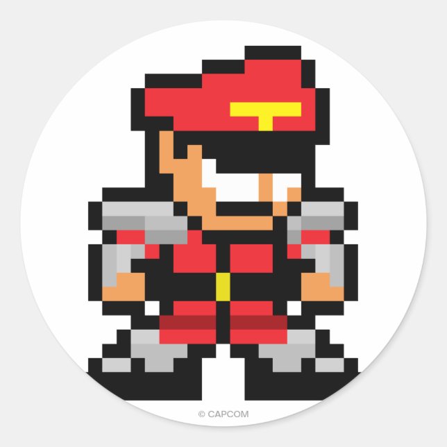 8-Bit M. Bison Classic Round Sticker (Front)