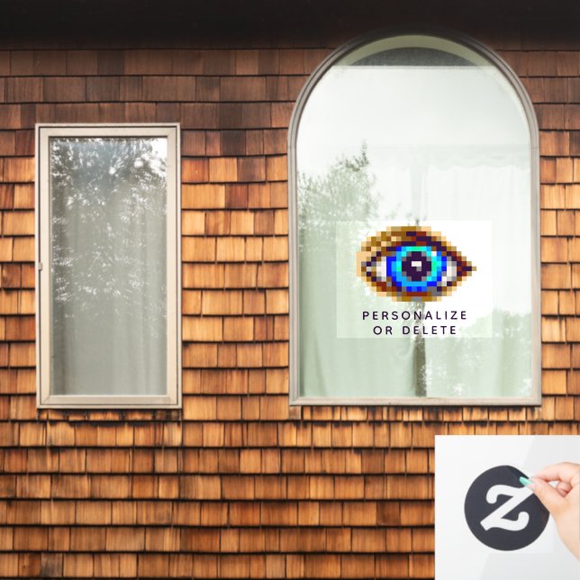 8-bit Pixel Art Eye Creepy Digital Watching You Window Cling (Home Window)