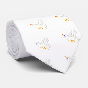 8-bit pixel art white dove flying tie
