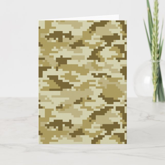 8 Bit Pixel Digital Desert Camouflage / Camo Card (Front)
