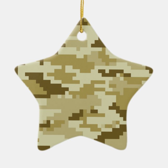 8 Bit Pixel Digital Desert Camouflage / Camo Ceramic Ornament (Front)