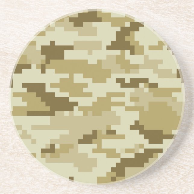 8 Bit Pixel Digital Desert Camouflage / Camo Coaster (Front)