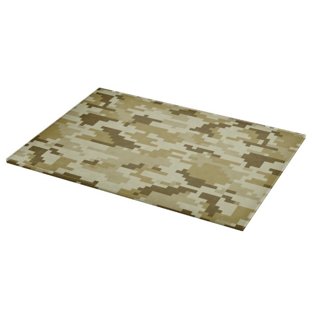 8 Bit Pixel Digital Desert Camouflage / Camo Cutting Board (Corner)