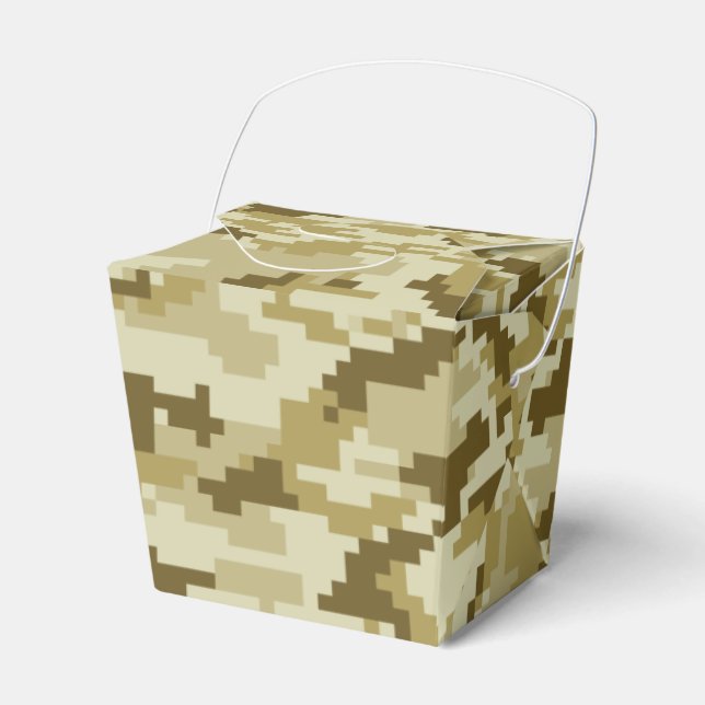 8 Bit Pixel Digital Desert Camouflage / Camo Favor Box (Front Side)