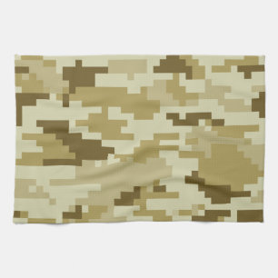 8 Bit Pixel Digital Desert Camouflage / Camo Kitchen Towel