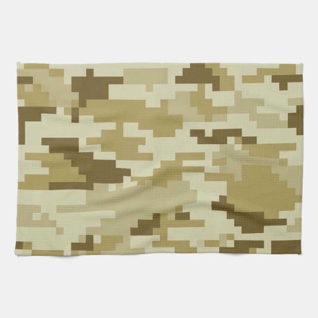 8 Bit Pixel Digital Desert Camouflage / Camo Kitchen Towel (Horizontal)