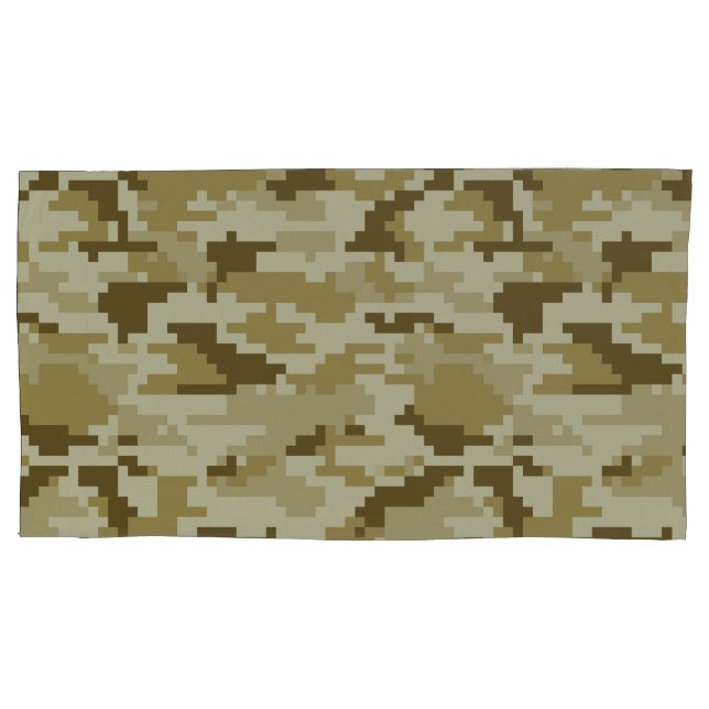 8 Bit Pixel Digital Desert Camouflage / Camo Pillowcase (Front-Left)