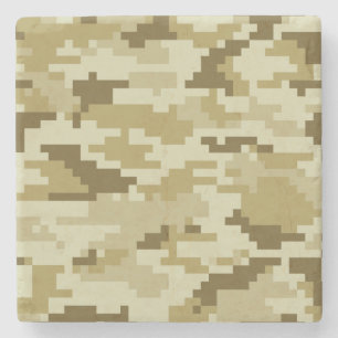 8 Bit Pixel Digital Desert Camouflage / Camo Stone Coaster