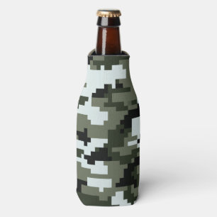 8 Bit Pixel Digital Urban Camouflage / Camo Bottle Cooler