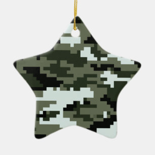 8 Bit Pixel Digital Urban Camouflage / Camo Ceramic Ornament