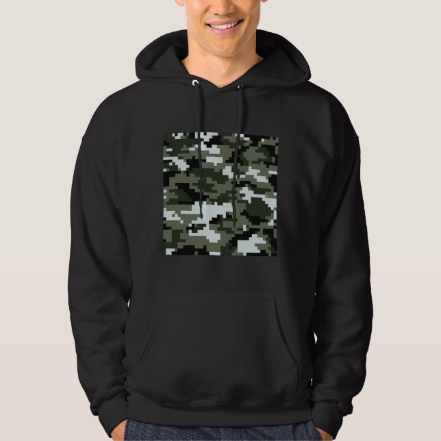 8 Bit Pixel Digital Urban Camouflage / Camo Hoodie (Front)