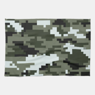 8 Bit Pixel Digital Urban Camouflage / Camo Kitchen Towel