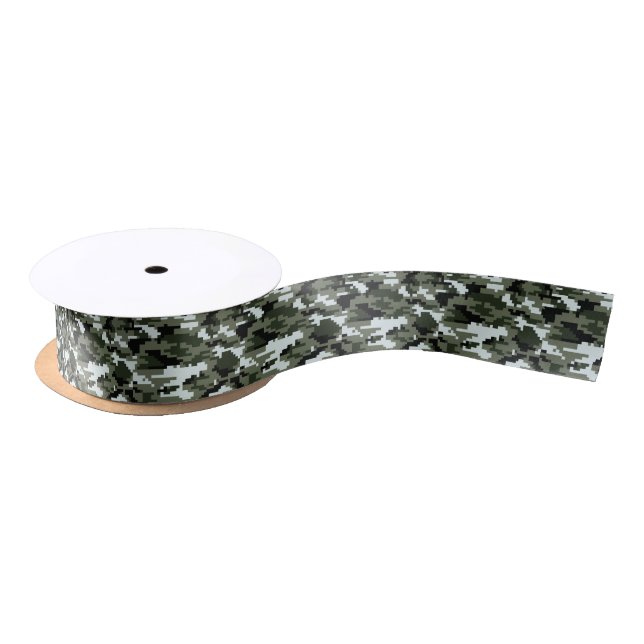 8 Bit Pixel Digital Urban Camouflage / Camo Satin Ribbon (Spool)