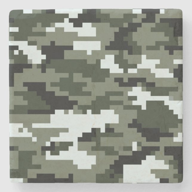 8 Bit Pixel Digital Urban Camouflage / Camo Stone Coaster (Front)