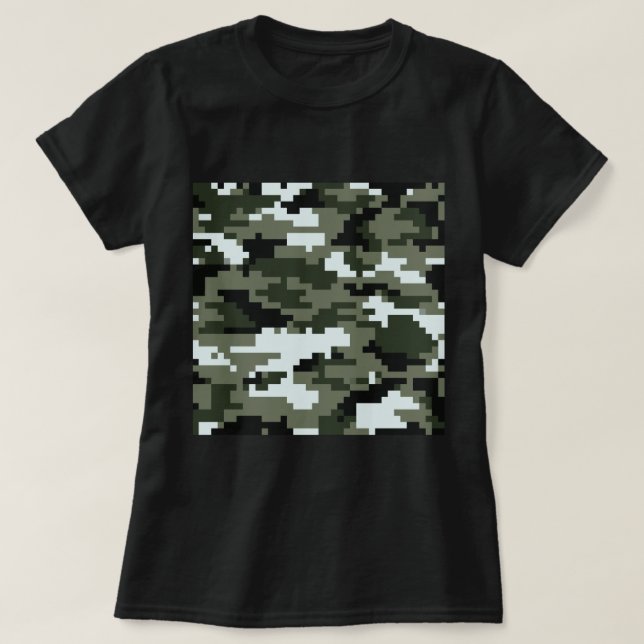 8 Bit Pixel Digital Urban Camouflage / Camo T-Shirt (Design Front)