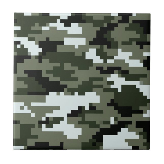 8 Bit Pixel Digital Urban Camouflage / Camo Tile (Front)