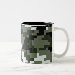 8 Bit Pixel Digital Urban Camouflage / Camo Two-Tone Coffee Mug