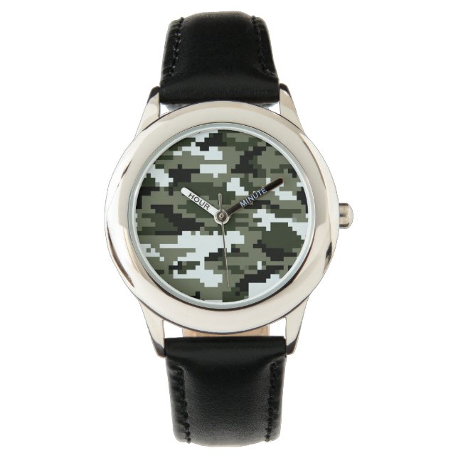 8 Bit Pixel Digital Urban Camouflage / Camo Watch (Front)