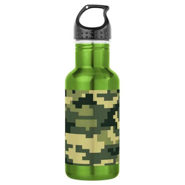 8 Bit Pixel Digital Woodland Camouflage / Camo 532 Ml Water Bottle (Front)