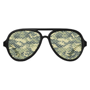 8 Bit Pixel Digital Woodland Camouflage / Camo Aviator Sunglasses