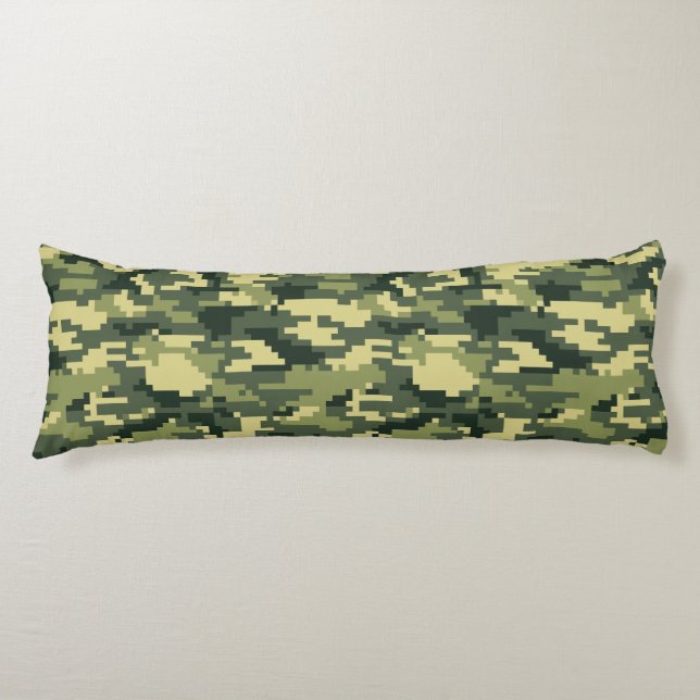 8 Bit Pixel Digital Woodland Camouflage / Camo Body Pillow (Front)