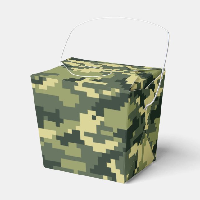 8 Bit Pixel Digital Woodland Camouflage / Camo Favor Box (Front Side)