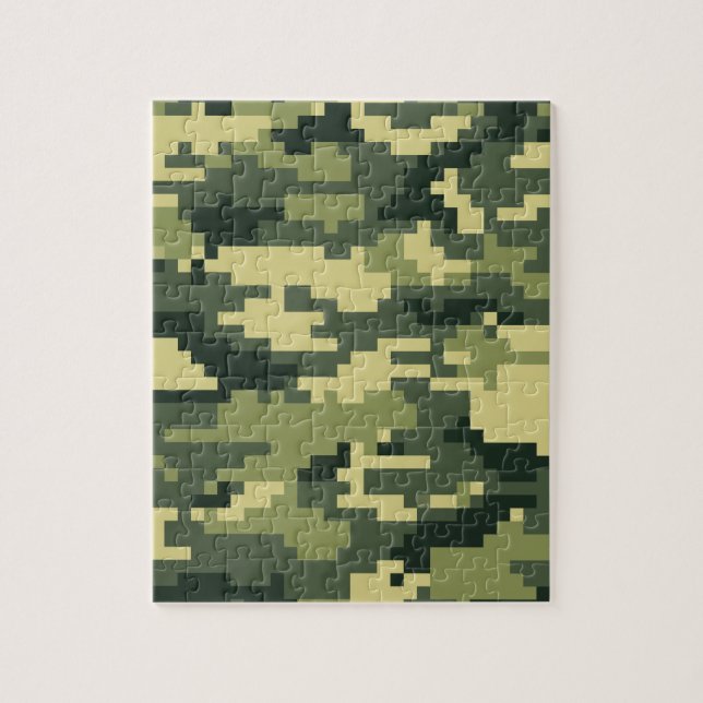 8 Bit Pixel Digital Woodland Camouflage / Camo Jigsaw Puzzle (Vertical)