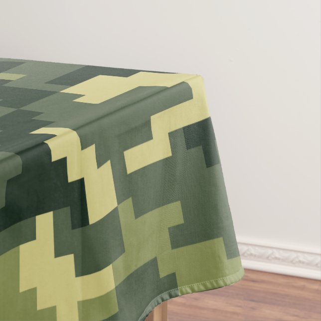 8 Bit Pixel Digital Woodland Camouflage / Camo Tablecloth (In Situ)