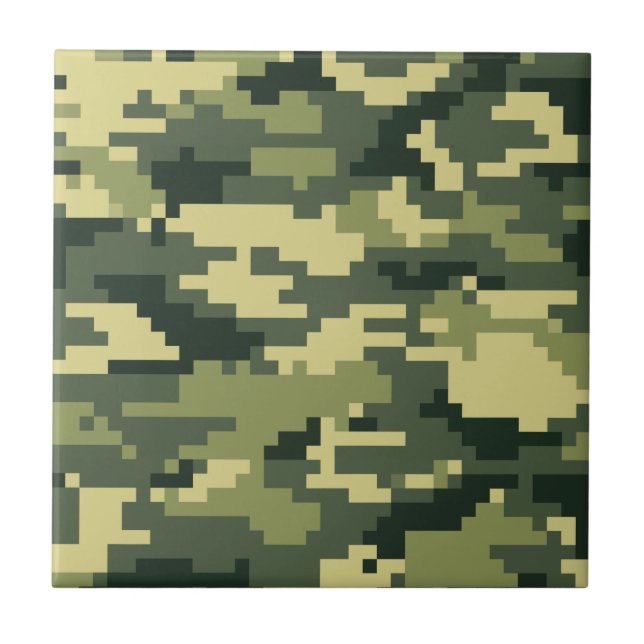 8 Bit Pixel Digital Woodland Camouflage / Camo Tile (Front)