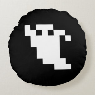 8 Bit Pixel Ghost Round Pillow