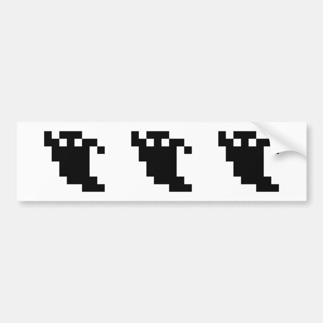 8 Bit Pixel Ghost Shadow Bumper Sticker (Front)