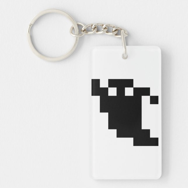 8 Bit Pixel Ghost Shadow Keychain (Front)